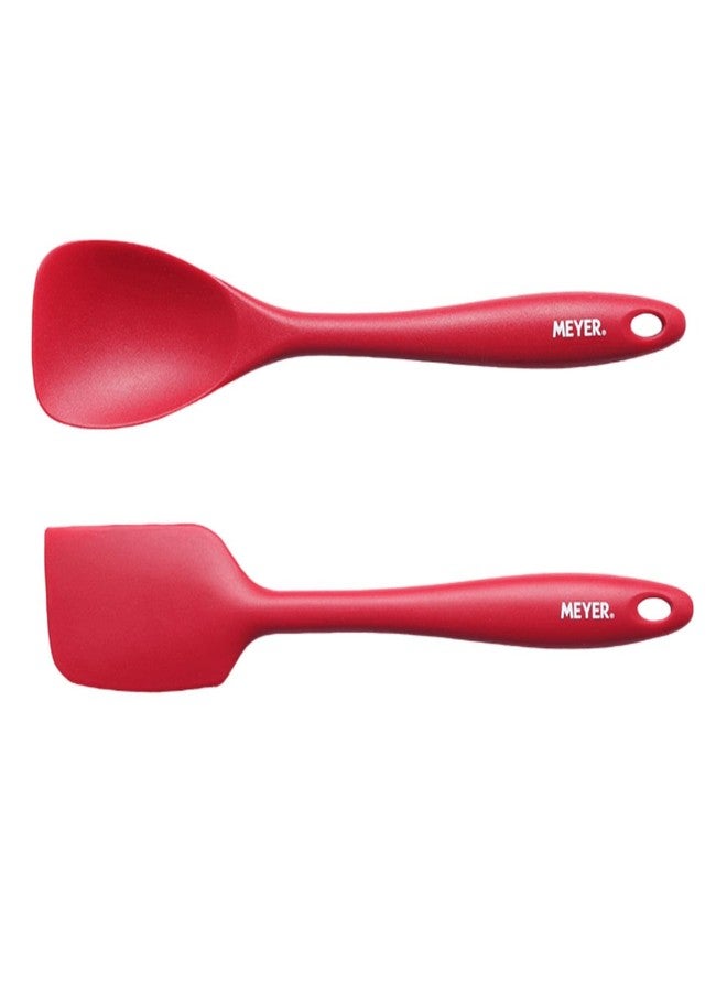 Meyer Silicone Accessories 2 Piece Set- Spatula + Turner | Silicone Spatula for Kitchen | Kitchen Tools | Turner Spatula | Silicone Spatula Set for Kitchen, Red - Image 1